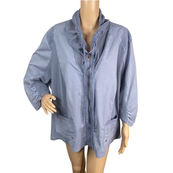 XCVI Wearables Fjord Light Blue Gray Zip Up Lagenlook Minimalist Jacket SZ 3X - Picture 3 of 10